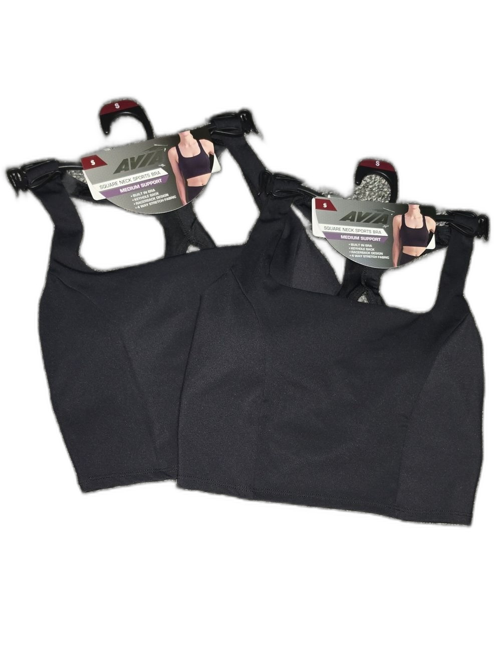 NWT BUNDLE OF 2 Avia Black Square-Neck Sports Bras